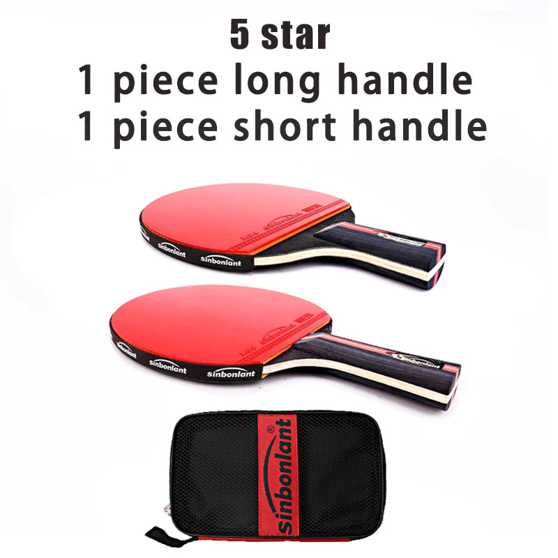 Professional Tennis Table Racket Short Long Handle Carbon Blade Rubber With Double Face Pimples In Ping Pong Rackets With Case