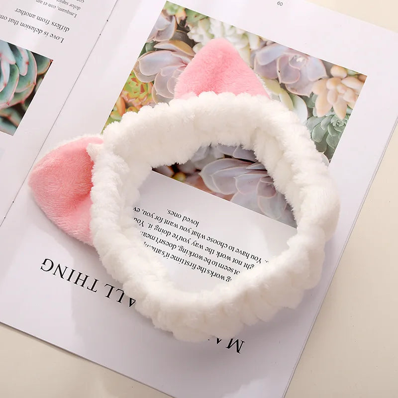 2020 New Hairbands For Women Girls Headbands Coral Fleece Wash Face Cat Ear Headwear Hair Bands Turban Hair Accessories