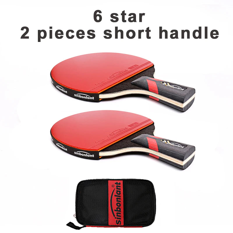 Professional Tennis Table Racket Short Long Handle Carbon Blade Rubber With Double Face Pimples In Ping Pong Rackets With Case