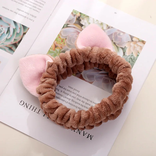 2020 New Hairbands For Women Girls Headbands Coral Fleece Wash Face Cat Ear Headwear Hair Bands Turban Hair Accessories