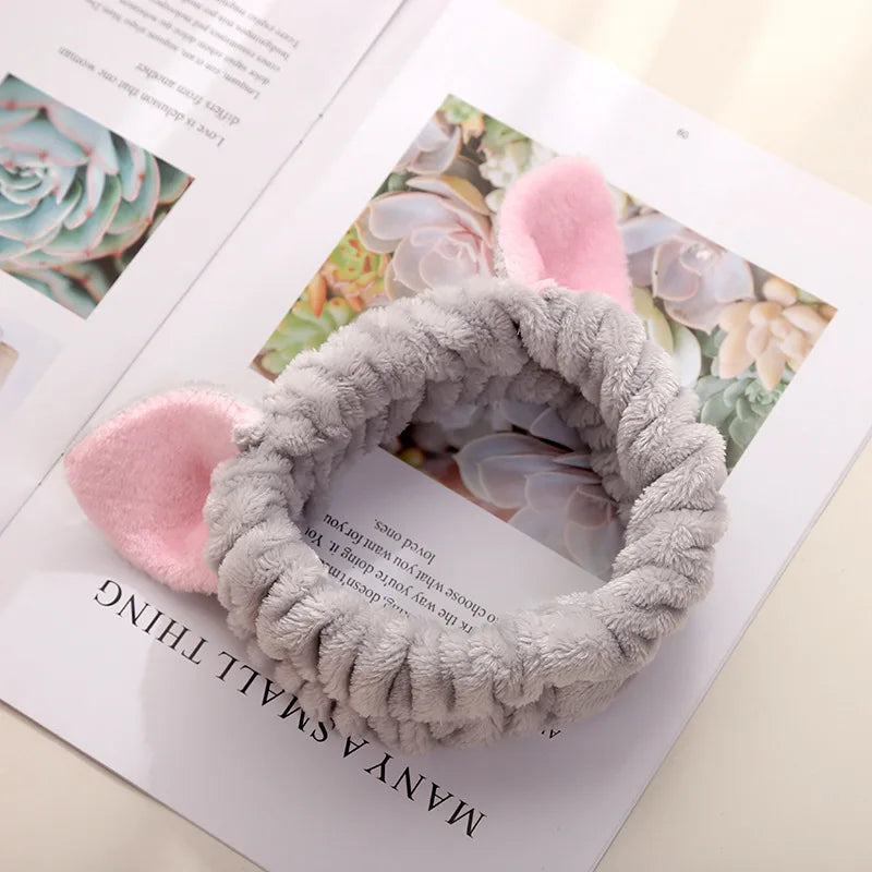 2020 New Hairbands For Women Girls Headbands Coral Fleece Wash Face Cat Ear Headwear Hair Bands Turban Hair Accessories