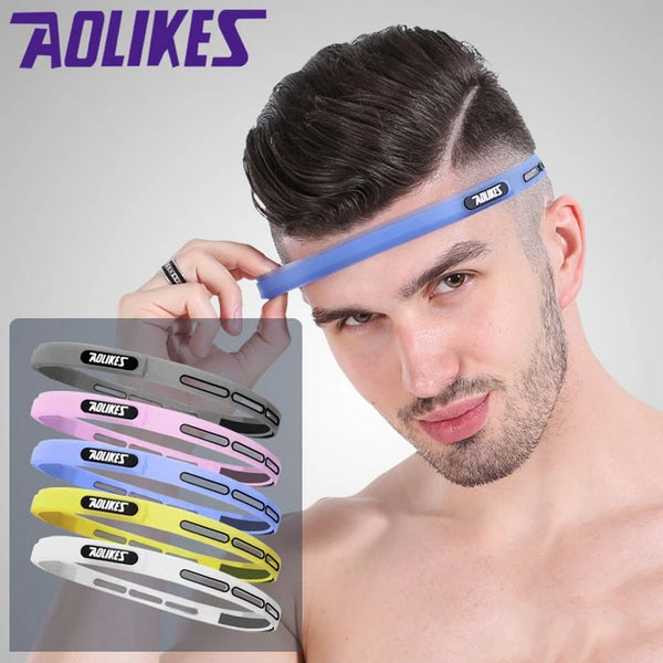 AOLIKES 1 Pcs Elastic Head Sweatband Soft Silicone Running Yoga Sweat Band For Men Women Fitness Basketball Tennis Headband