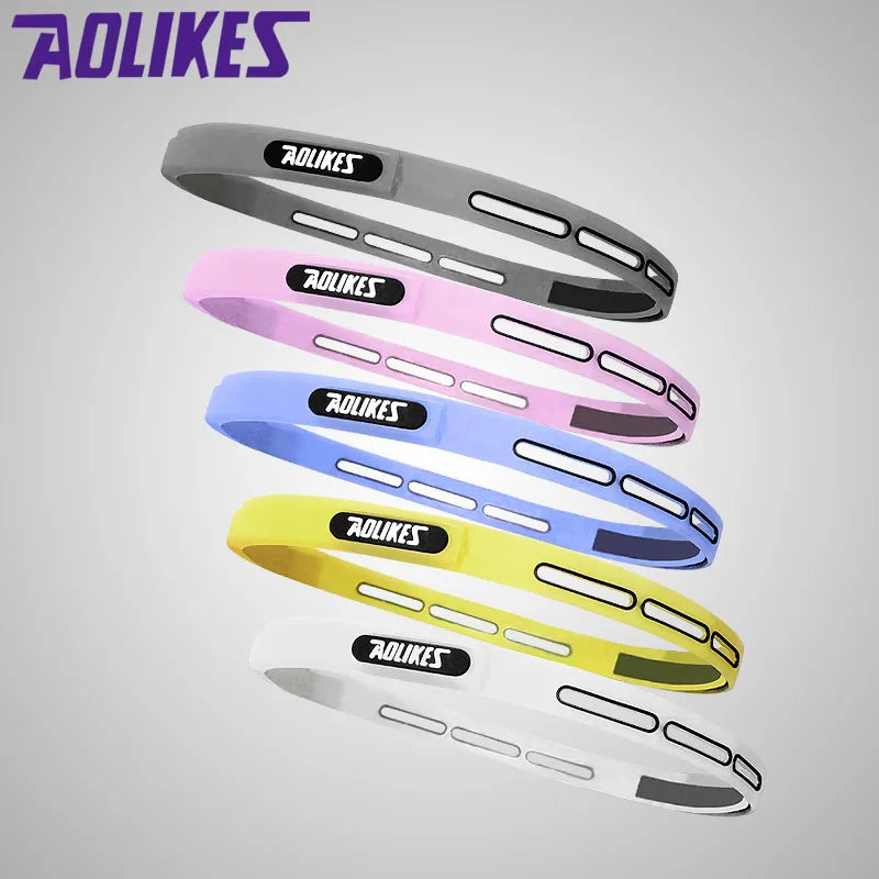 AOLIKES 1 Pcs Elastic Head Sweatband Soft Silicone Running Yoga Sweat Band For Men Women Fitness Basketball Tennis Headband