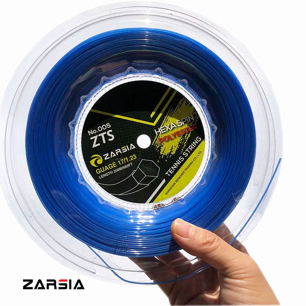 1 Reel ZARSIA Hexagon Tennis Strings Durable Hex Polyester Tennis Racket String 1.23MM 200M Big Banger Blue String