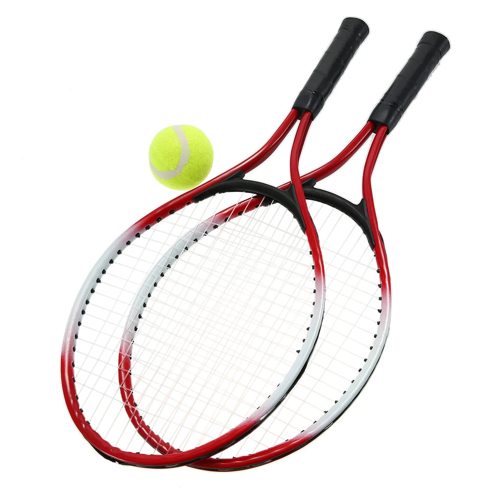 2Pcs Kids Outdoor Sports Tennis Rackets Tennis String Racquets with 1 Tennis Ball and Cover Bag Iron Alloy 3 Colors Optional