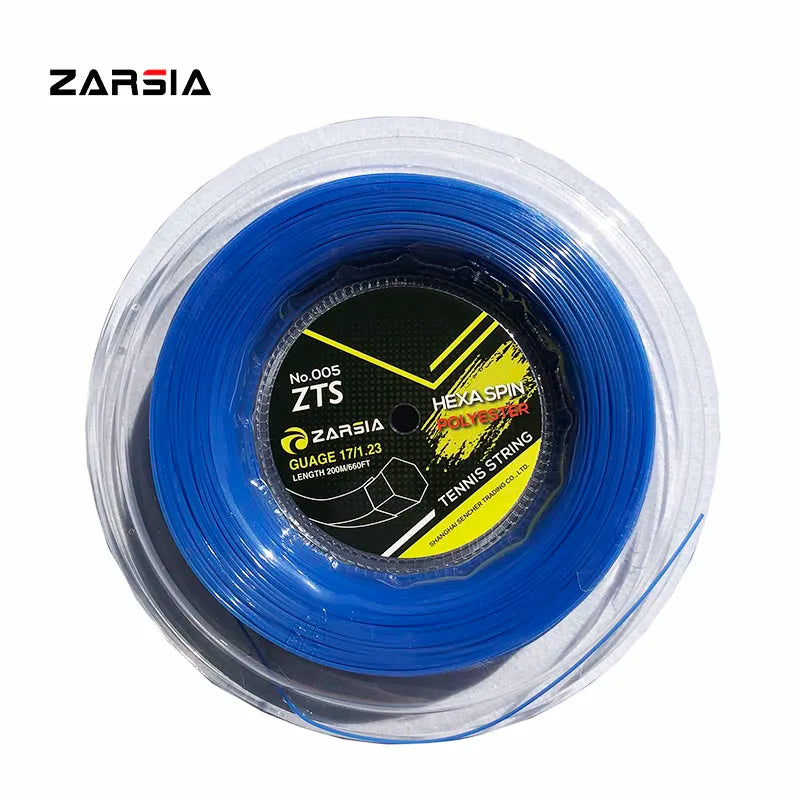 1 Reel ZARSIA Hexagon Tennis Strings Durable Hex Polyester Tennis Racket String 1.23MM 200M Big Banger Blue String