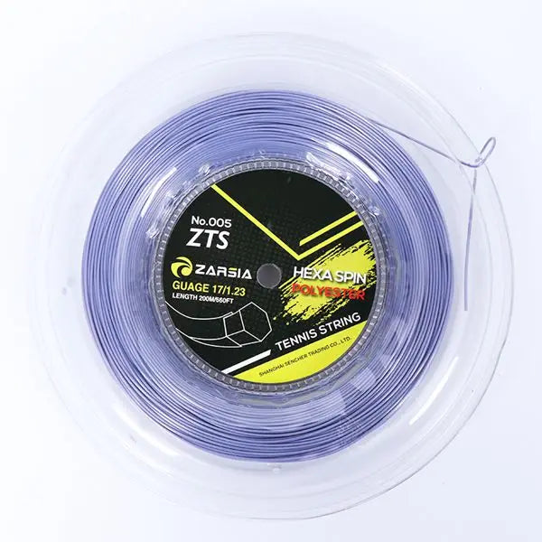 1 Reel ZARSIA Hexagon Tennis Strings Durable Hex Polyester Tennis Racket String 1.23MM 200M Big Banger Blue String