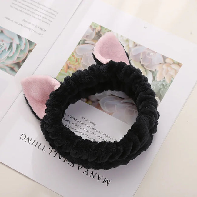 2020 New Hairbands For Women Girls Headbands Coral Fleece Wash Face Cat Ear Headwear Hair Bands Turban Hair Accessories