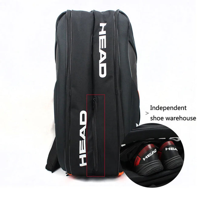 HEAD Tennis Racket Bag Sports Bag Large Capacity 6-9 Racquets Men Women Badminton Bag Tennis Racket Backpack Tenis Squash Padel