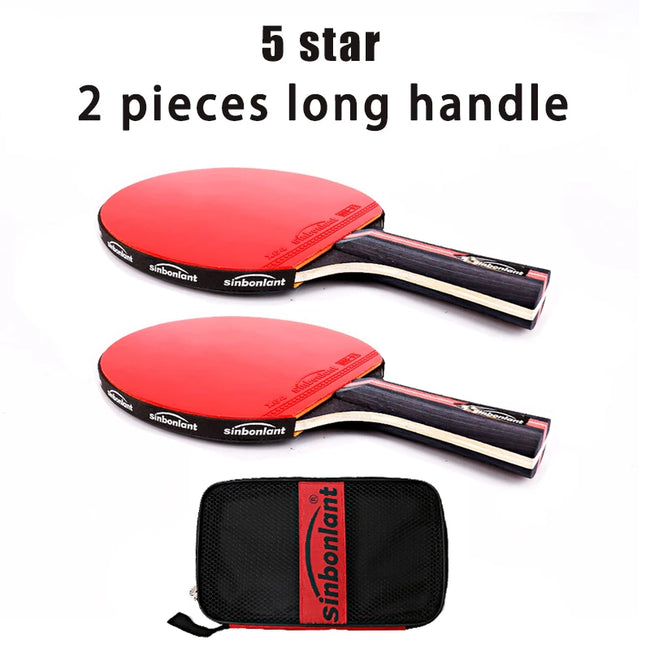 Professional Tennis Table Racket Short Long Handle Carbon Blade Rubber With Double Face Pimples In Ping Pong Rackets With Case