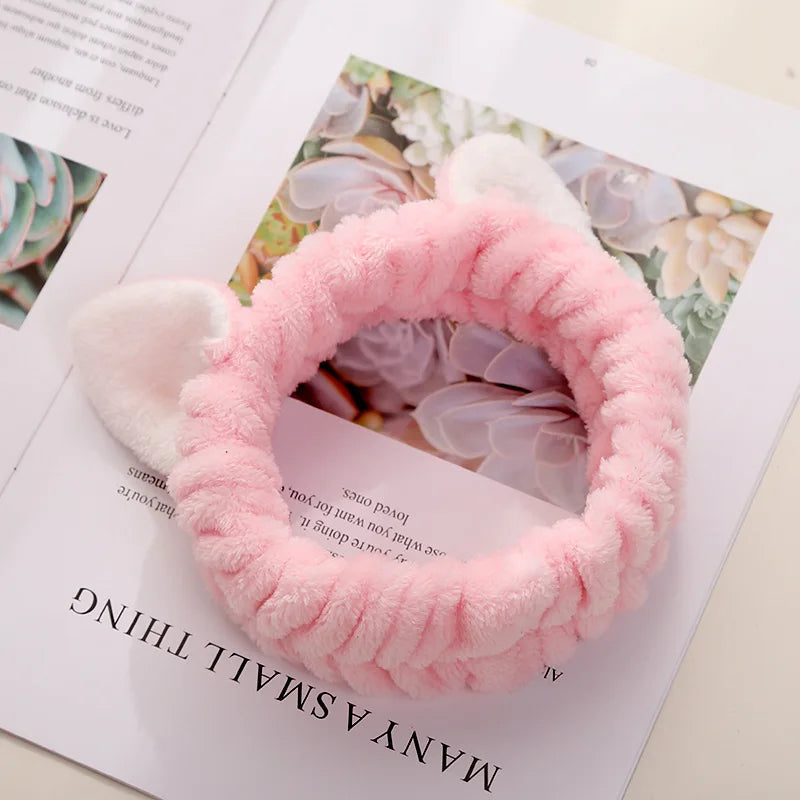 2020 New Hairbands For Women Girls Headbands Coral Fleece Wash Face Cat Ear Headwear Hair Bands Turban Hair Accessories