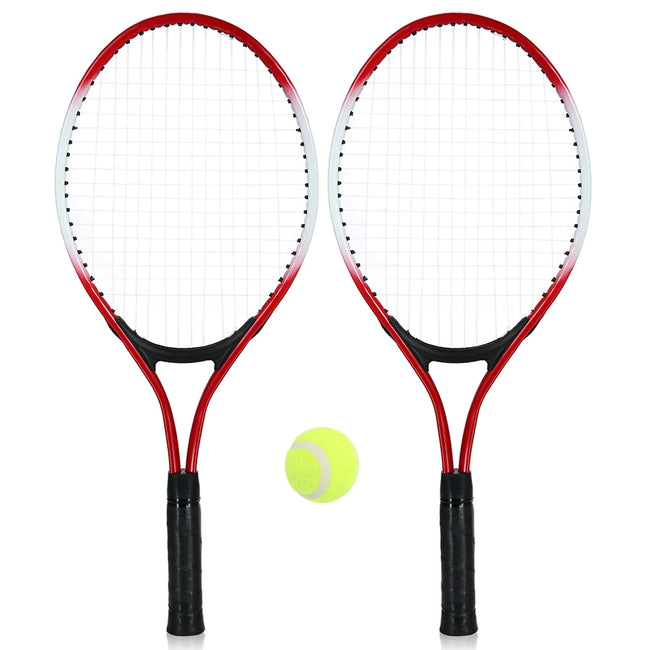 2Pcs Kids Outdoor Sports Tennis Rackets Tennis String Racquets with 1 Tennis Ball and Cover Bag Iron Alloy 3 Colors Optional