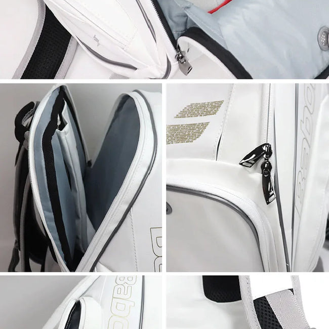 2023 Original BABOLAT WIMBLEDON Tennis Bag Men Women White Gold 2-3 Squash Tennis Racquets Backpack Shoes Compartment Tennis Bag