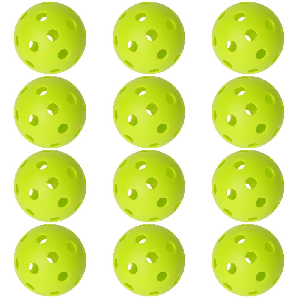 JIKEGO Pickleball Balls Outdoor 40 Holes 8 12 16 Packs 25g PE Pickleballs Competition Training Indoor 26 Holes Yellow