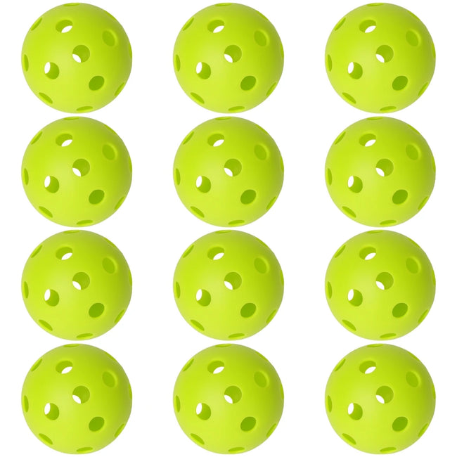 JIKEGO Pickleball Balls Outdoor 40 Holes 8 12 16 Packs 25g PE Pickleballs Competition Training Indoor 26 Holes Yellow