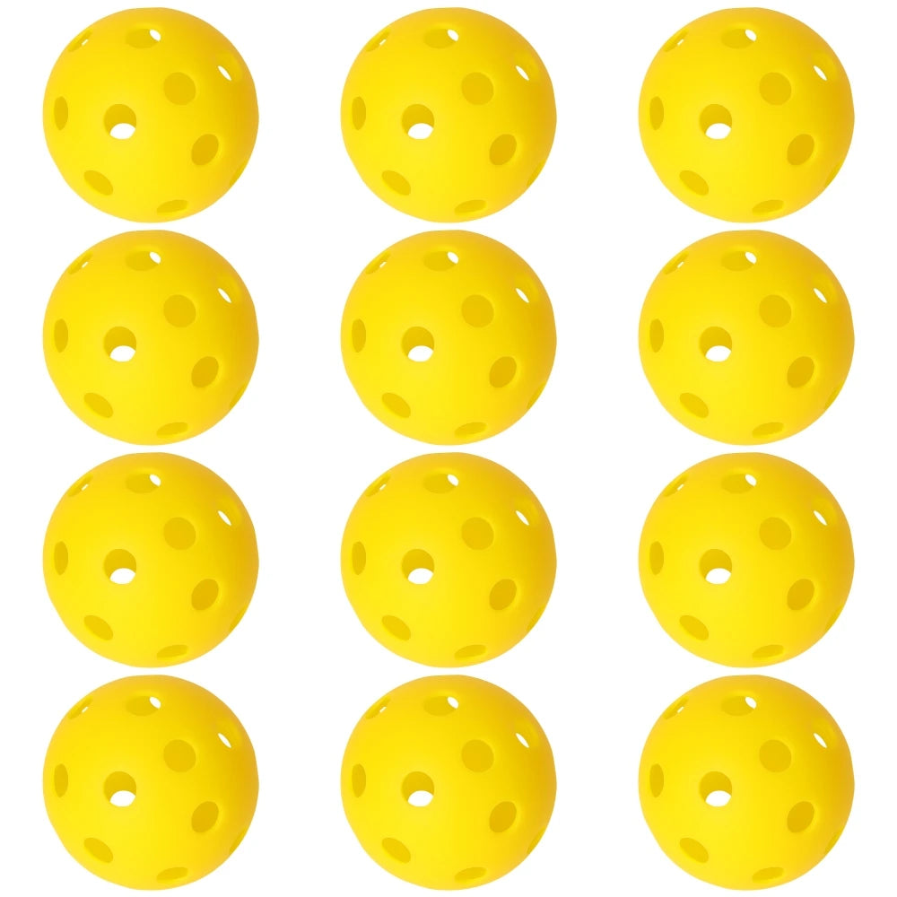 JIKEGO Pickleball Balls Outdoor 40 Holes 8 12 16 Packs 25g PE Pickleballs Competition Training Indoor 26 Holes Yellow