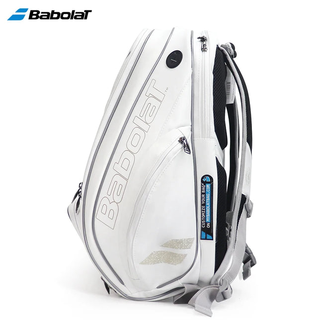 2023 Original BABOLAT WIMBLEDON Tennis Bag Men Women White Gold 2-3 Squash Tennis Racquets Backpack Shoes Compartment Tennis Bag