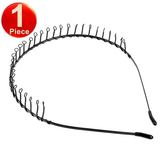 6pcs Fashion Metal Hair Band for Men Women Unisex Black Wavy Hair Head Hoop Band Sports Headband Hairband Hair Accessories Gift