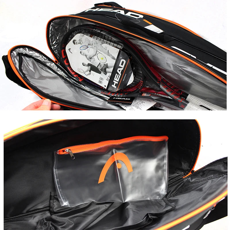 Original HEAD Tennis Squash Racket Backpack 6-7 Large Capacity Tennis Badminton Racket Bag Men Raquete De Tenis Padel Racket Bag