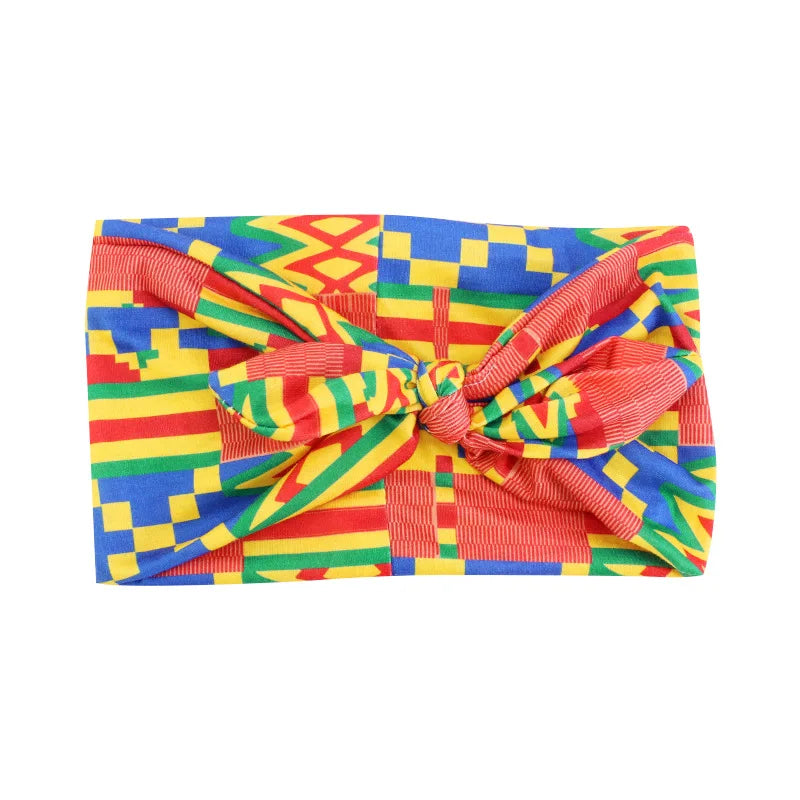 African Print Women Headband Knot Bow Style Stretch Bandana Make Up Headwear Yoga Sports Hair Band Hair Accessories