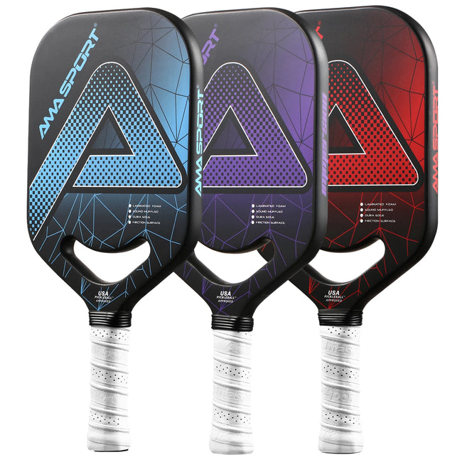 AMASPORT USAPA Approved Pickleball Paddle Elongated Paddle 20mm Thick Core Friction Carbon Fiber Texture Surface Edgeless PP001