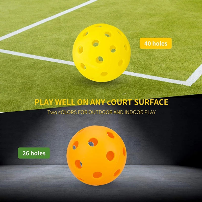 Indoor Pickleball Balls USAPA Paddle Ball 26 Holes Pickleball Sport Training Practice Plastic Pickleball Airflow Hollow Balls