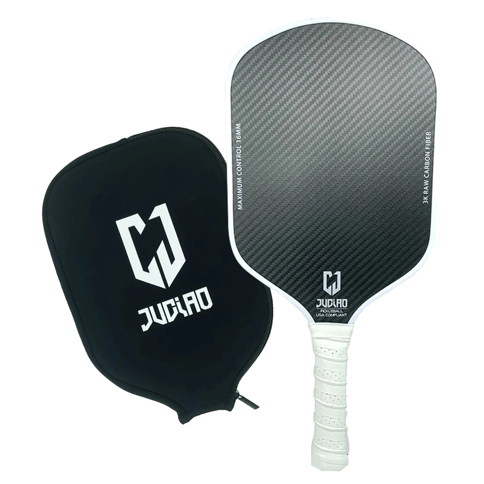 3K Raw Carbon Surface With High Grit & Spin USAPA Compliant With 16MM Polypropylene Honeycomb Core Lightweight Pickleball Paddle