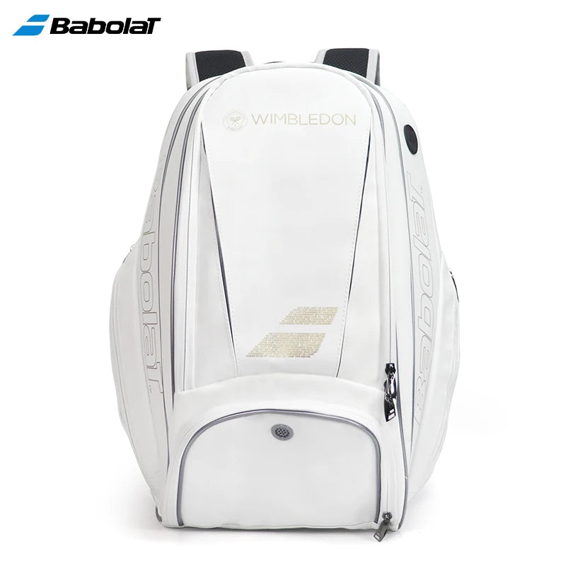 2023 Original BABOLAT WIMBLEDON Tennis Bag Men Women White Gold 2-3 Squash Tennis Racquets Backpack Shoes Compartment Tennis Bag