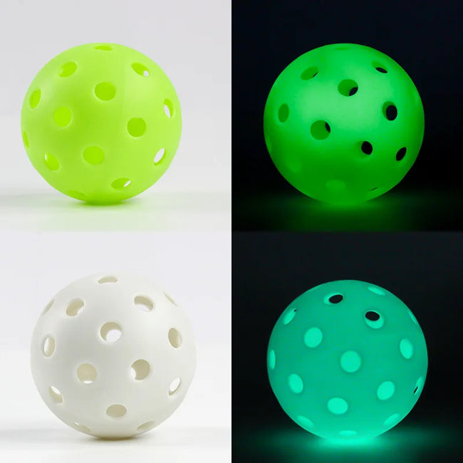 6Pcs/Pack Glow in The Dark Pickleballs 74MM Luminous Outdoor Balls with 40 Holes for Night Play and Training 7 Colors