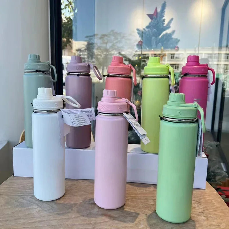 710ml Lulu Insulated Water Cup Vacuum Sports Bottle Portable Leakproof Outdoor Cups Stainless Steel Pure Titanium Water Bottles