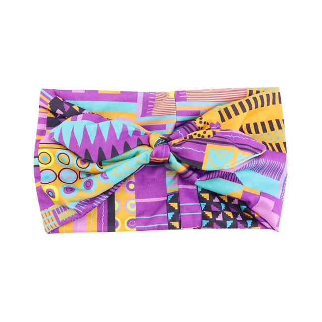 African Print Women Headband Knot Bow Style Stretch Bandana Make Up Headwear Yoga Sports Hair Band Hair Accessories