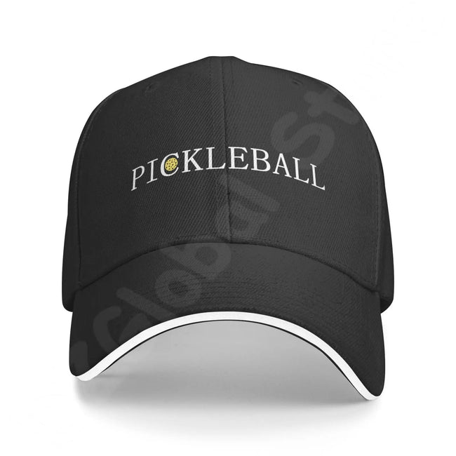 Pickleball Hat for Mens Womens Baseball Hat Adjustable Outdoor Logo Cap Black Baseball Caps Snapback Hat