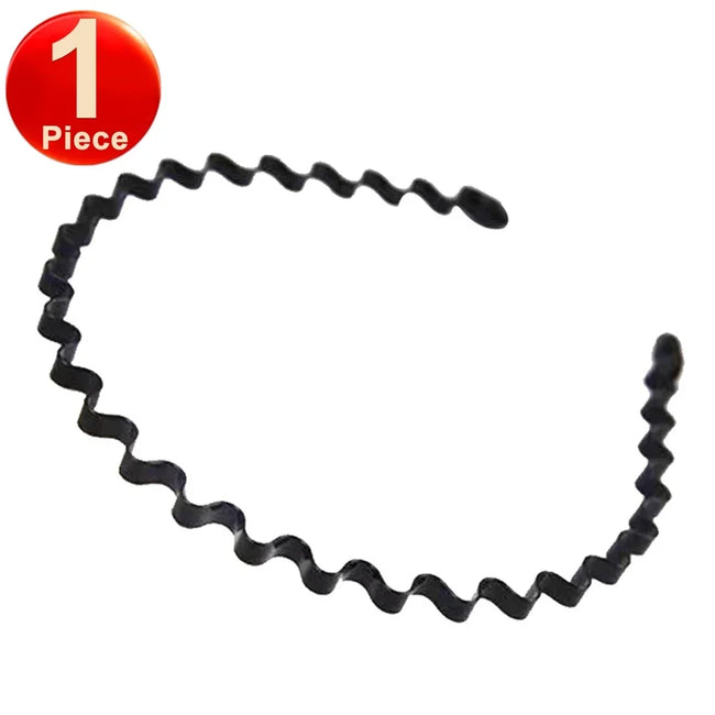 6pcs Fashion Metal Hair Band for Men Women Unisex Black Wavy Hair Head Hoop Band Sports Headband Hairband Hair Accessories Gift