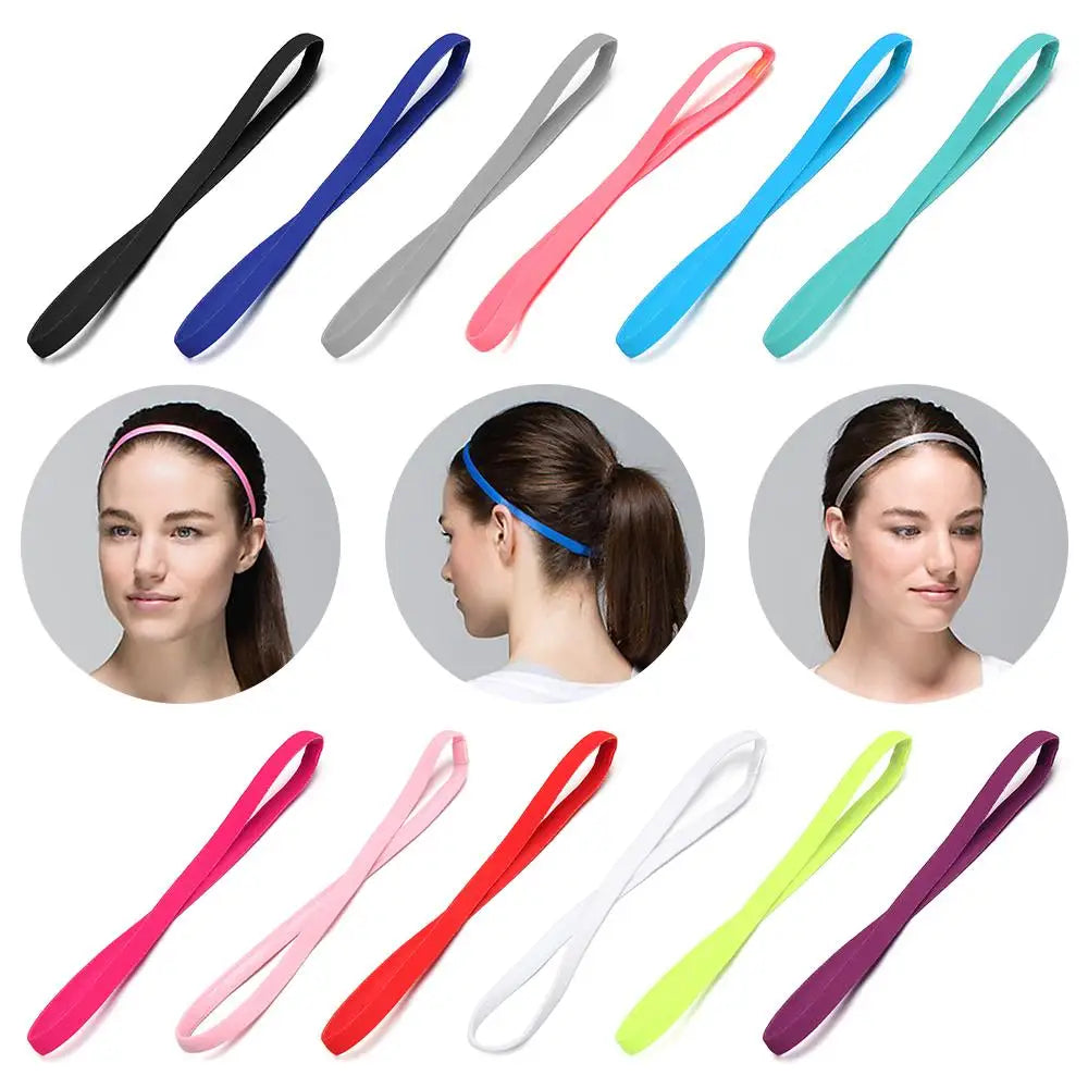 1PC Candy Color Women Men Yoga Hair Bands Sports Headband Girl Sport Anti-slip Elastic Rubber Sweatband Football Running Stretch