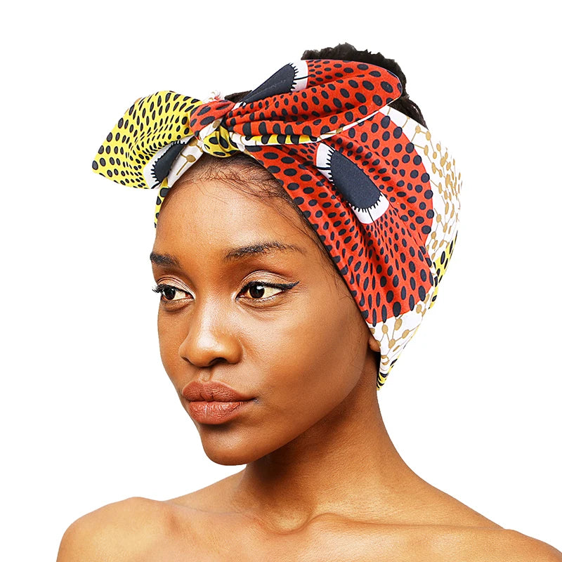 African Print Women Headband Knot Bow Style Stretch Bandana Make Up Headwear Yoga Sports Hair Band Hair Accessories