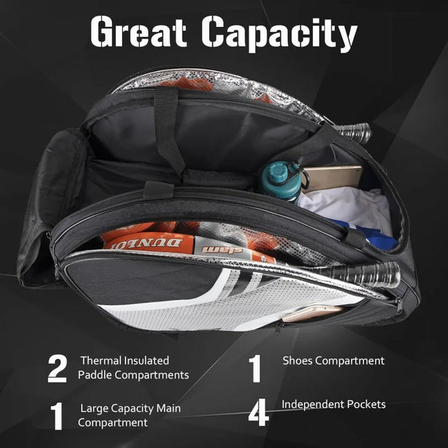 Goloni Pickleball Bag Padel Racket Bag Large Capacity Pickleball Backpack for Men Women Separate Waterproof Shoes Compartment