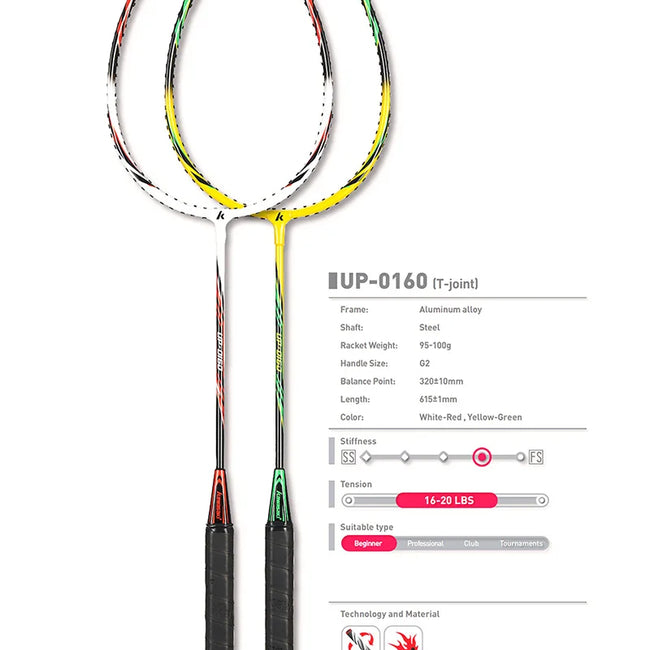 Kawasaki Badminton Racket 1U Aluminum Alloy Frame Badminton Racquet With String UP-0160 With Free Gift Shuttlecock