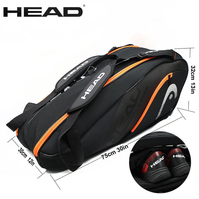 Original HEAD Tennis Squash Racket Backpack 6-7 Large Capacity Tennis Badminton Racket Bag Men Raquete De Tenis Padel Racket Bag