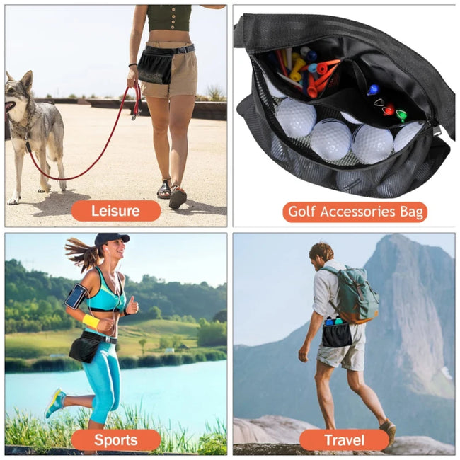 Tennis Ball Holder Adjustable Tennis Ball Waist Bag Sweatproof Mesh Cloth Ball Pouch Pickleball Training Holding Bag Accessory