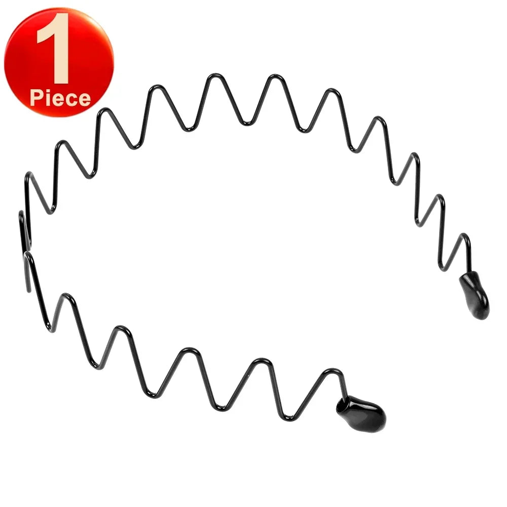 6pcs Fashion Metal Hair Band for Men Women Unisex Black Wavy Hair Head Hoop Band Sports Headband Hairband Hair Accessories Gift