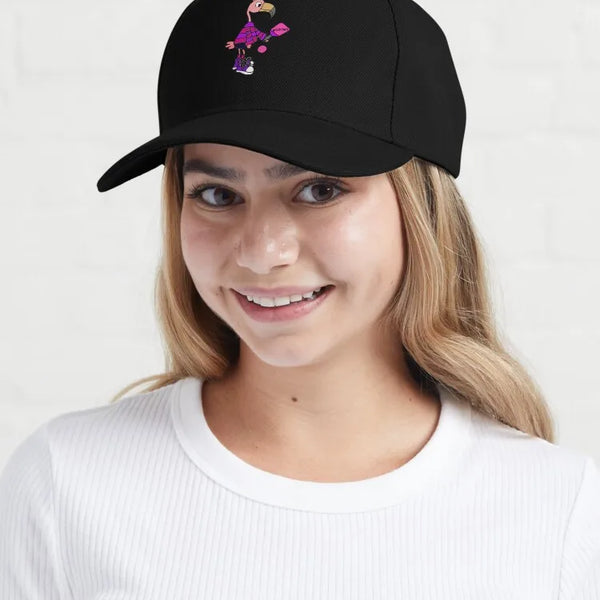 Funny Pink Flamingo Bird Playing Pickleball Cartoon Baseball Cap fishing hat Bobble Hat Men's Baseball Cap Women's