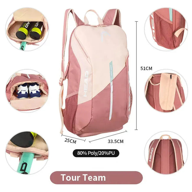 HEAD Tennis Backpack Men's and Women's Sports Bag Badminton Backpack Independent Shoe Compartment