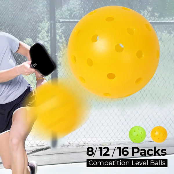 JIKEGO Competition Grade Outdoor Pickleball Balls 74mm 40 Holes 8 12 16 Packs PE 26g Yellow Green Accessories Training