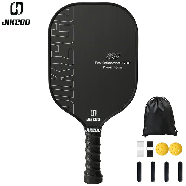 JIKEGO T700 Raw Carbon Fiber Pickleball Paddle Set 16mm Racquet Pickle Ball Racket Professional Lead Tape Cover Men Women RCF