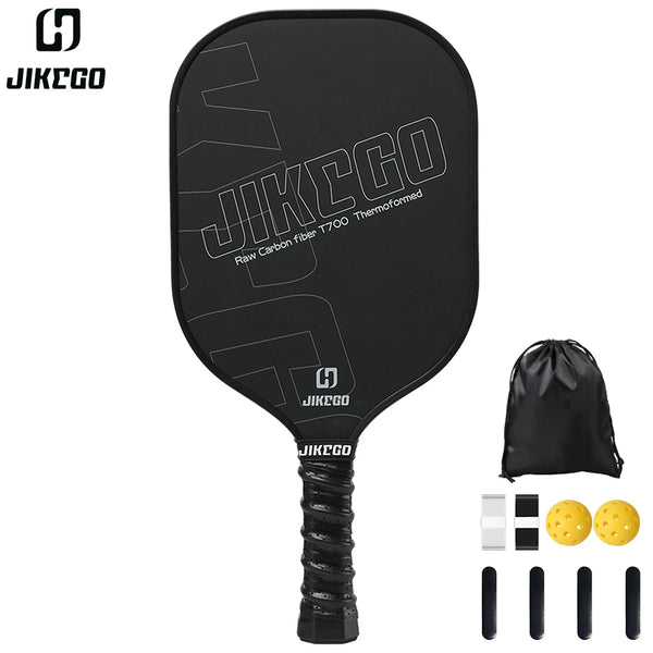 JIKEGO Thermoformed T700 Raw Carbon Fiber Pickleball Paddle 16mm Grip 4.9 inch Pickle Ball Racket Sets Men Cover Paddles RCF