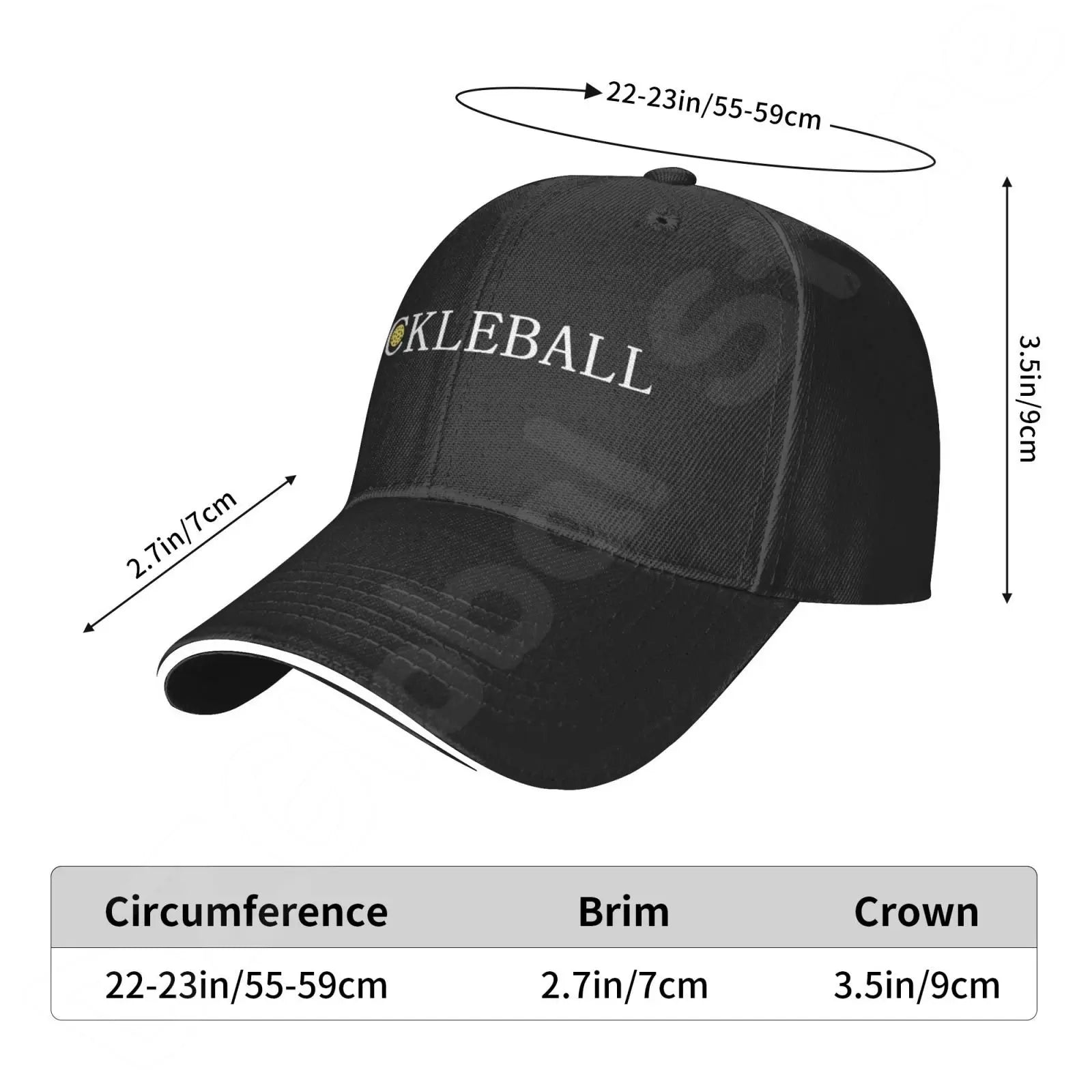 Pickleball Hat for Mens Womens Baseball Hat Adjustable Outdoor Logo Cap Black Baseball Caps Snapback Hat